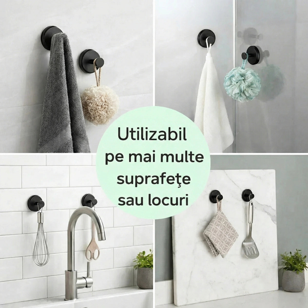 Ventuze cu Răsucire - Agață Orice, Fără Găuri în Perete